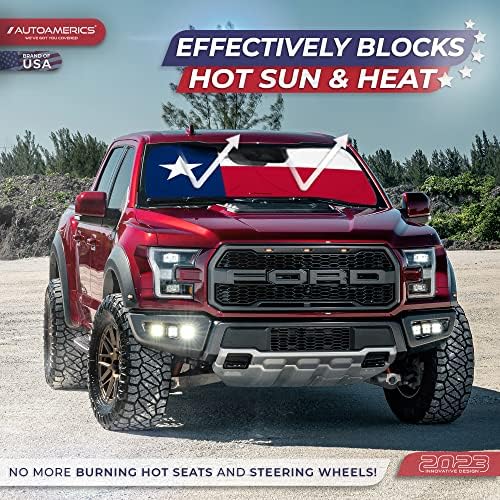 Autoamerics Truck Windshield Sun Shade with Storage Pouch & Anti-Slip Dash Pad - Foldable USA Texas Flag Design - Fits Most SUVs & Truck - Blocks UV Rays and Keeps Vehicle Cool | X-Large (66x 36 in) - Image 3