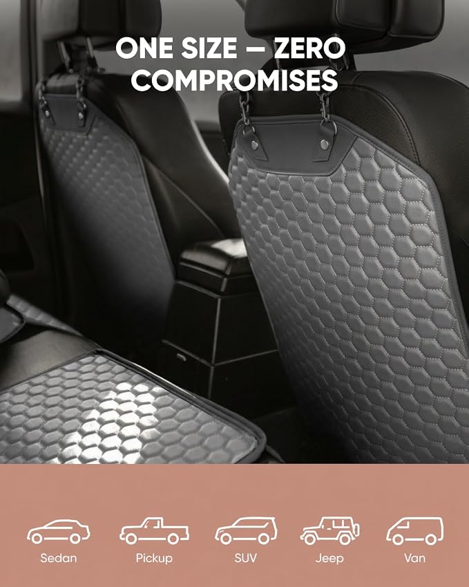 Kick Mat Back Seat Protector - Car Back Seat Cover for Kids Feet - Waterproof & Sturdy Protector for Upholstery from Dirt, Mud, Scratches and Stain (Gray 2 pc) - Image 6