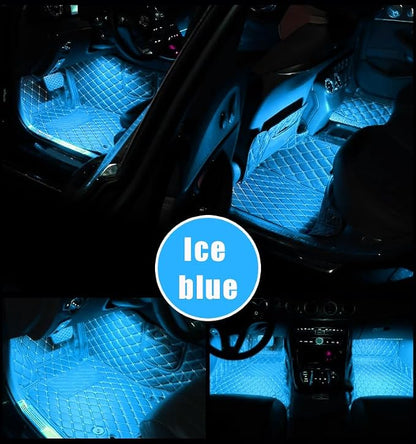 4 in 1 Car Interior LED Ambient Light Kit, Ice Blue | 5 Volt USB power, adhesive install, front and rear cables, fits most cars, SUVs, and trucks, car interior accessories - Image 3