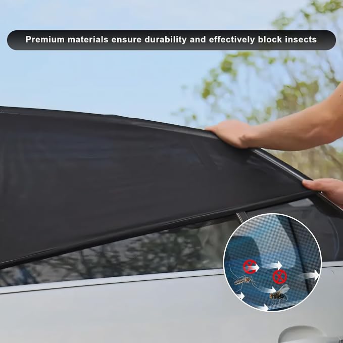 2 PCS Car Window Shades, Double-Layer Automotive Front Side Window Sunshade Blocks UV Rays & Sun Glare, Breathable Mesh Screen Stretch Sun Protection Cover for Most SUVs - Image 3