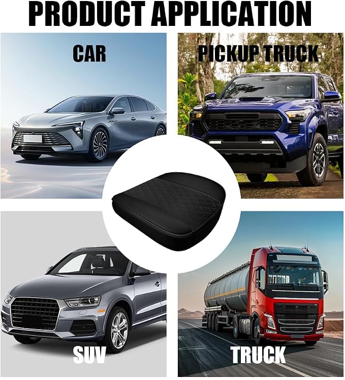 Leather Front Car Seat Covers, Car Bottom Seat Cover, Black | Anti Slip Leather Auto Front Seat Cushion Cover with Storage Pocket, Waterproof Bottom Auto Seats Cushion Pad Mat for Cars - Image 7