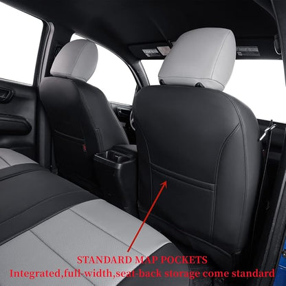 Tacoma Seat Covers Custom Fit for 2005-2011 Toyota Tacoma Double Cab/Crew Cab (Regular Seats),Fully Covered Faux Leather Truck Seat Protector-Full Set(Black/Gray) - Image 5