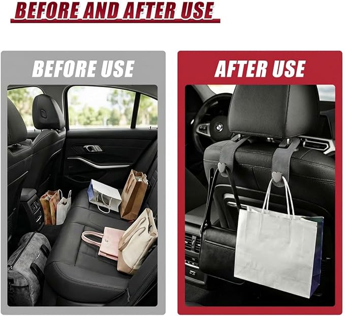 2PCS Cute Heart Car Seat Headrest Hook, Suede Leather Car Seat Back Storage Hanger for Purse and Bag, Universal Vehicle Interior Organizer Accessories for SUV, Truck(Gray) - Image 6