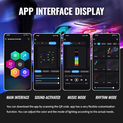 Acrylic Ambient Lighting Car Interior, 6 in 1 Dream Color Acrylic Led Strips Fiber Optic Lights with APP USB Hub, 16 Million Colors 187 Inches Flexible Neon Music Sync Emotion Glow Light for Car Dash - Image 4