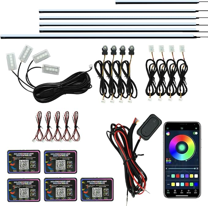 Interior Car Strip Lights Dreamcolor Acrylic Car Decorative Lights with Smart APP Control Multicolor Internal Lighting Kit Music&DIY Function Ambient Fiber Optic Strip LEDs (Muticolor 18 in 1) by Unknown