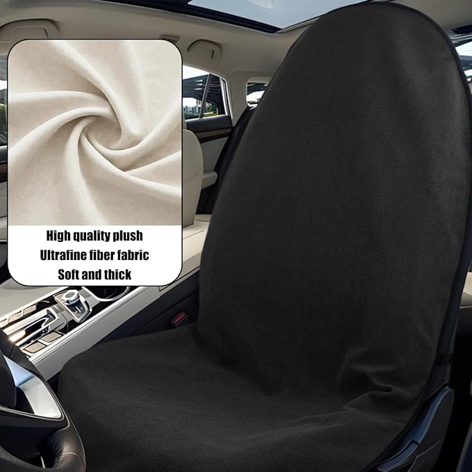 Mandark Waterproof Towel Car Seat Cover, Sweatproof Non Slip Bucket Carseat, Machine Washable Vehicle Bucket Frontseat Protector Accessories, Universal for SUV, Sedan, Truck(Black) - Image 3