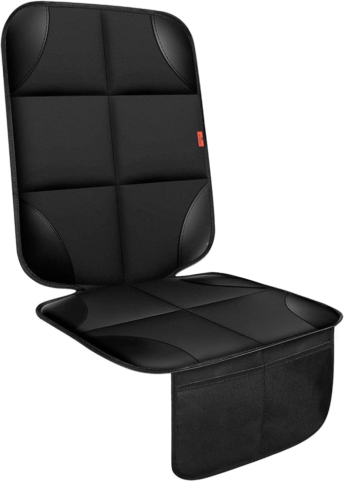XHYANG Car Seat Protector 1 Pack Car Seat Cushion Mat Thickest Padding,Waterproof 600D Fabric Car Seat Covers for Non-Slip Backing Mesh Pockets for Baby and Pet (Black, 1 Pc) by XHYANGCarSeatProtector