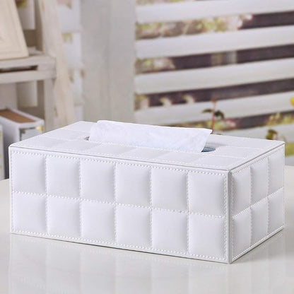 KINGFOM Rectangular Tissue Box Cover, Imitation Suede PU Leather Tissue Box Holder, Facial Napkin Paper Dispenser for Home Office Car Automotive Decoration with Magnetic Bottom(Soft White) - Image 8