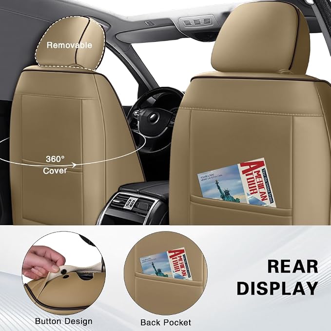 Fit for Toyota GR86 Seat Covers 2022-2026,Premium Leather, 360° Full Protection, Thick Padding & Memory Foam, Waterproof & Stain-Resistant Car Seat Cover Front Set (2 Seat,Brown&Beige) - Image 3