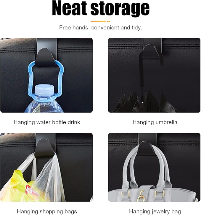 Moly Magnolia Bling Car Seat Headrest Hooks, 4PCS Handcrafted Rhinestones Seat Hanger Organizer for Handbag Purse Scarf, Universal for Cars, Auto Interior Accessories for Women Men (Multicolor) - Image 3