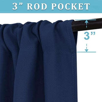 RYB HOME Short Blackout Curtains for Bedroom, Room Darkening, Rod Pocket | Thermal Insulated,Summer Heat Light UV Blocking,Triple-weave Fabric,Nursery Kitchen Bathroom,W42 x L48,Navy Blue,2 Panels - Image 2