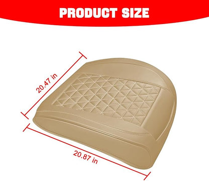 2PCS Leather Car Seat Cover, Front Bottom Seat Protector Pad, Beige | Leather Vehicle Seat Cover, Full Surround Waterproof Seat Protector Cushion, Universal Fit, Auto Interior Accessories - Image 2