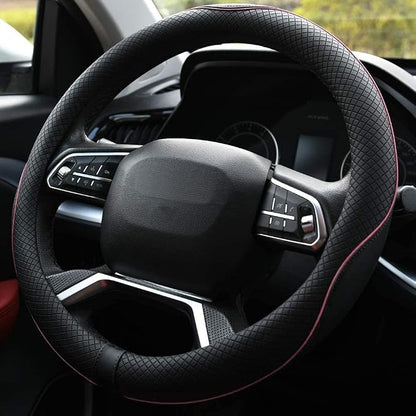 Rueesh Pink Steering Wheel Cover Microfiber Leather Universal 14.5-15 Inch | Anti-Slip Car Wheel Cover for Women and Men, Durable, Breathable Embossing, Soft Padding - Image 3