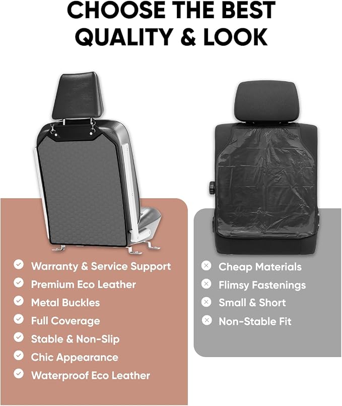 Set Seat Back Organizer & Car Seat Protector Hexy Waterproof & Non-Slip Protector for Child Car Cushion for Leather and Fabric Seats (Gray Set 2) - Image 5