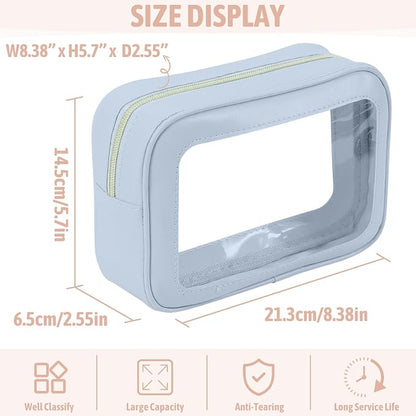 YOPCDJ 3PCS Clear Toiletry Bag,TSA Approved Travel Pouch with Zipper for Cosmetics and Toiletries，Diaper Bag Organizer Pouch Set, Purse Organizer and Clear Car Bag for Women and Kids - Image 3