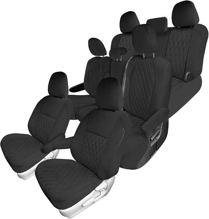 FH Group Custom Fit Car Seat Covers Specifically Made for Toyota Sienna 2011-2020, Car Seat Cover Full Set, 8 Seater Automotive Seat Covers in Black Neoprene, Waterproof and Washable Seat Covers by FHGroup