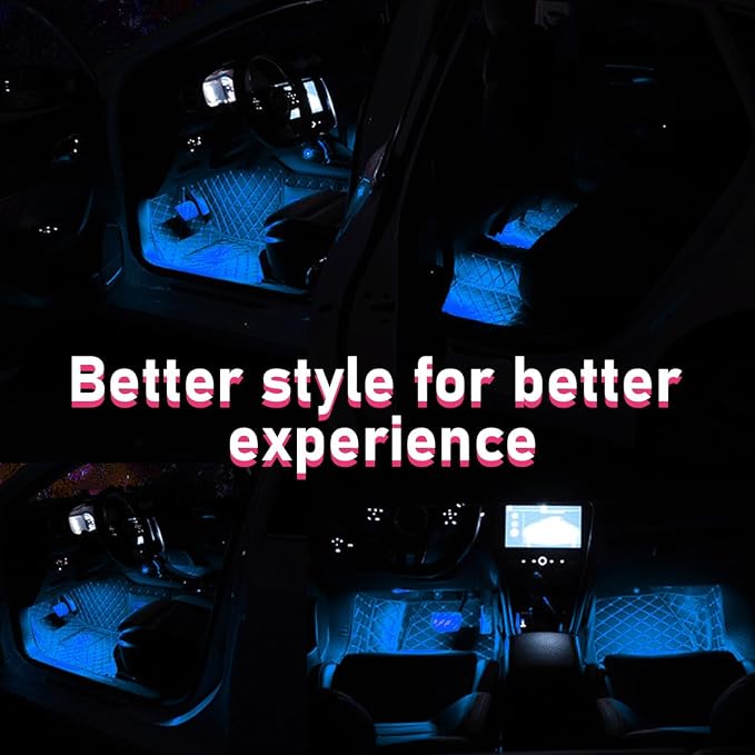 Car LED Strip Light, 24 LEDs RGB Neon Interior Atmosphere Lights, 12V Under Dash Ambient Night Light, Cigarette Lighter Auto Interior Decorative Lamp, Car Accessories (Ice Blue) - Image 6