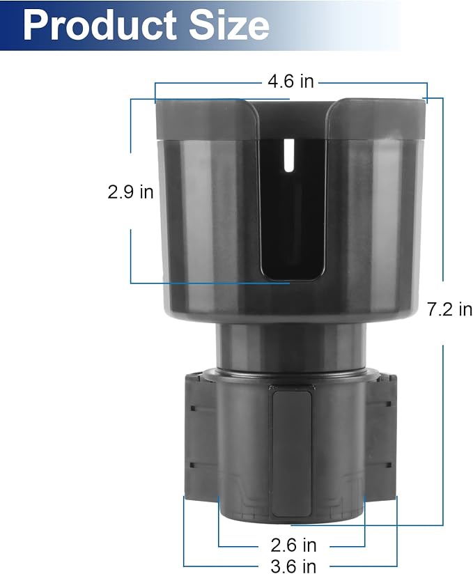 alpmosn Car Cup Holder Expander with Adjustable Base, Large Bottles & Big Drinks Diameter in 3.2"-4.0" Car Interior Accessories Fit for Vehicles, RV's, Trucks - Image 2