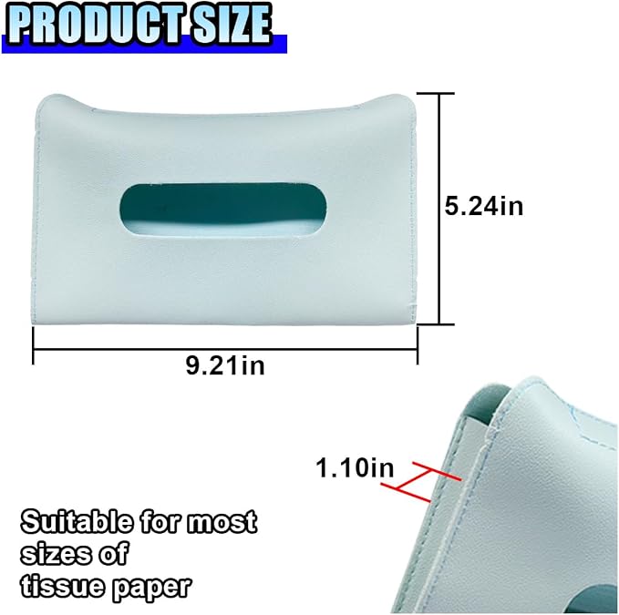 Car Visor Tissue Holder - Leather Tissue Box Holders Car Mask Dispenser - Hanging Car Napkin Holder Auto Tissues Dispenser - Rectangular Mask Holders Sun Visor Accessory for Vehicles (Blue) - Image 2