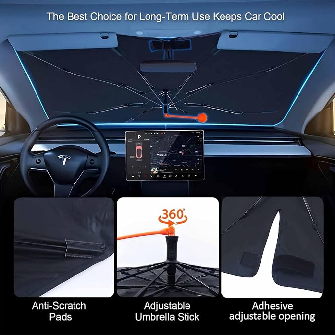 Beach Pineapple Car Windshield Sun Shade Umbrella Automotive Windshield Sunshade Foldable Front Car Accessories Interior Decor to Keep Vehicle Cool for Most Vehicles 57'' X 30'' - Image 3