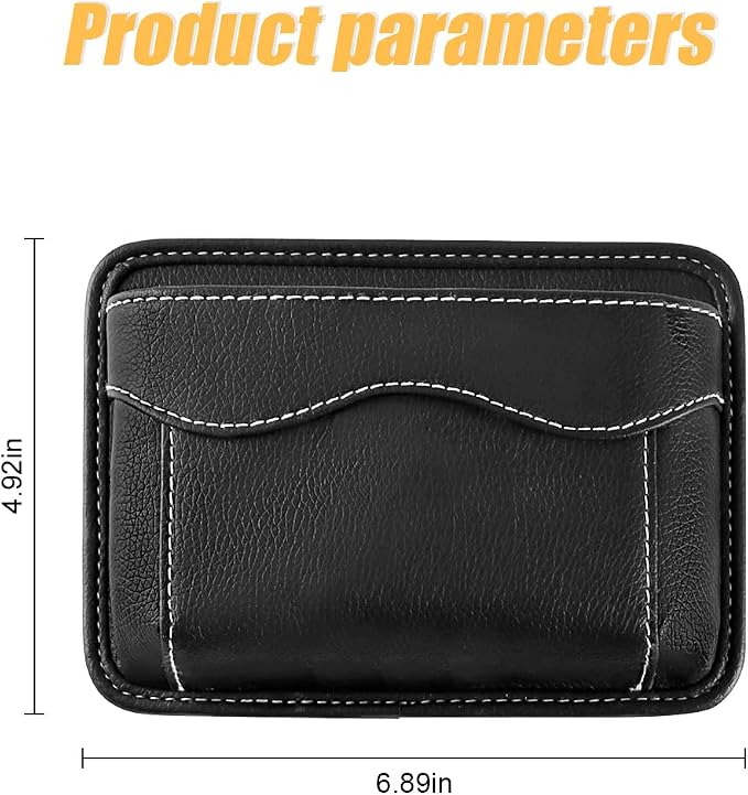 Moly Magnolia PU Leather Car Seat Side Pocket Organizer, Black/Flag | holds phones pens and cards, console door or narrow-gap placement, fits most cars, SUVs, and trucks, car interior accessories - Image 2