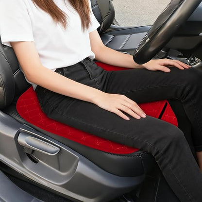 Leather Front Car Seat Cover, Anti-Slip Car Seat Bottom Covers, Full Wrapped Bottom Seat Protectors with Storage Pocket, Universal Comfortable Seat Cushion Fit Vehicles SUVs Trucks (K2-Red) - Image 3