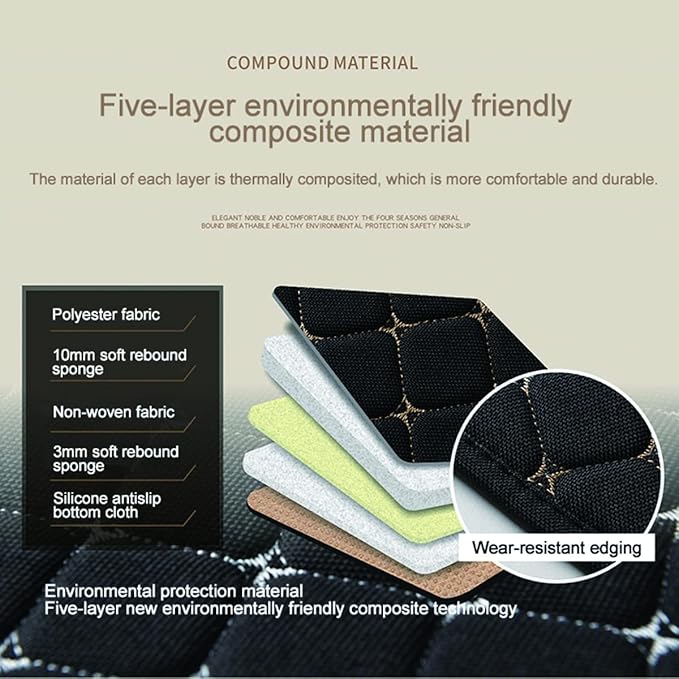 1 PC Car Seat Cover Auto Cushion Vehicle Front Seat Chair Cover Protective Mat pad for Baby, SUV, Skin-Friendly Golden Embroidery Thread (Black-Front) - Image 3