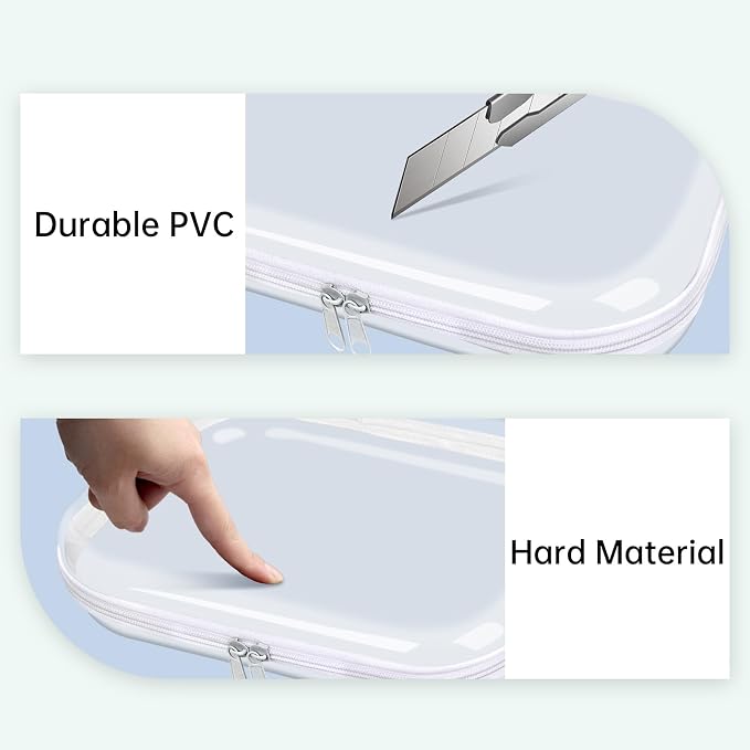 Clear Hard Shell Zipper Case,3PCS Transparent Clear Laser Zipper Pouches,Hard Side Plastic Case Set,Portable Travel Storage Organizer Bins - Image 6