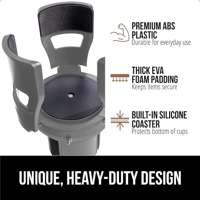 GORILLA GRIP Patent Pending Adjustable Car Cup Holder Expander, Keeps Water Bottle Secure, Expands to Fit 18 to 48 oz Large Bottles, Yeti, Owala, Stanley with Handle, Coffee Mug Insert for Cars, Gray - Image 7