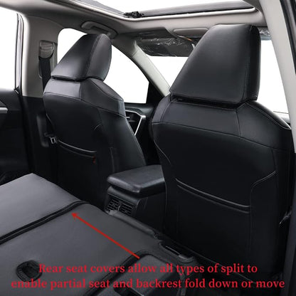 coverdream Customized Car Seat Covers Fit for 2020 2021 2022 Toyota Corolla Hybrid LE &2023-2025 Corolla Hybrid XLE,Fully Covered,Airbag Compatible Leather Seat Protector(Full Set,Black) - Image 3