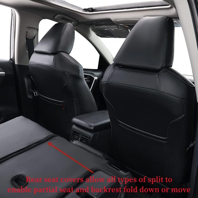 Corolla Waterproof Leatherette Seat Covers Custom Fit for 2023 2024 2025 Toyota Corolla Hybrid SE,Nightshade Seat Covers,Full Coverage,Airbag Compatible Car Seat Protector(Full Set,Black) - Image 3