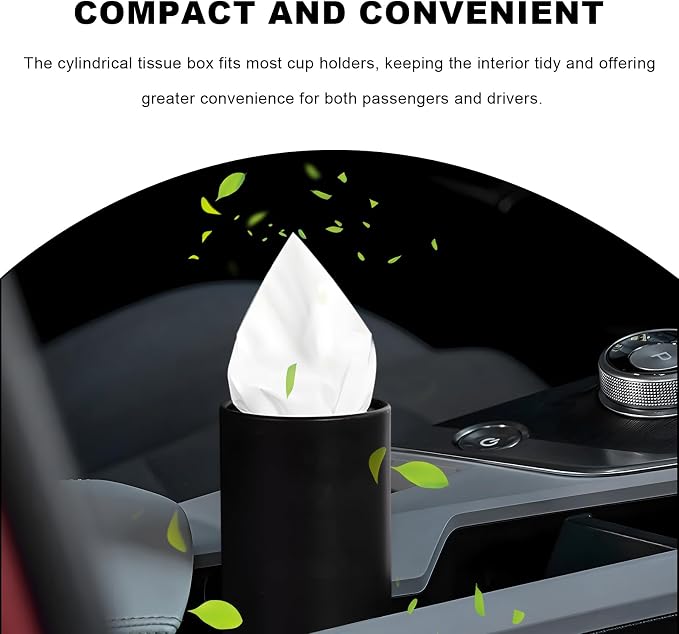 4 PCS Car Tissue Holder, Refillable Round Napkins Containers with Papers Inside, Convenient Travel Tissue Tubes Facial Paper Towel Cylinders for Vehicle Cup Holders (Black) - Image 4