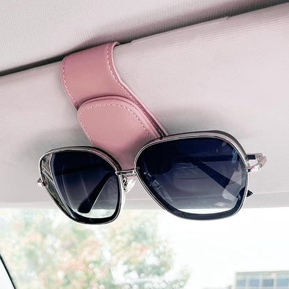 Sunglass Holder for Car, Magnetic Leather Eyeglass Hanger Clip for Car Sun Visor, Sunglasses Holder and Ticket Card Clip for Car Visor Accessories (1Pack Pink) by CMWWYFC