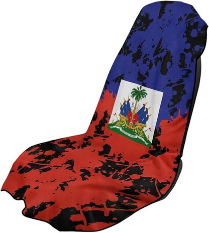 SEANATIVE Sports Towel Seat Covers for Cars - Quick-Dry Sweat Towels for Gym, Hiking & Beach with Anti-Scratch Design (Machine Washable, Universal Fit), Haiti Flag Pattern by SEANATIVE
