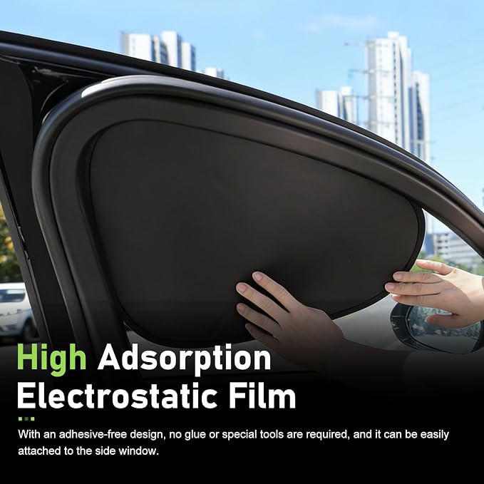 4PCS Car Window Shades, Heat Insulating Sun Blocking Side Window Cover, No Lighting Privacy Curtains, Universal Car Interior Accessories for Baby Camping Napping (Black) - Image 4