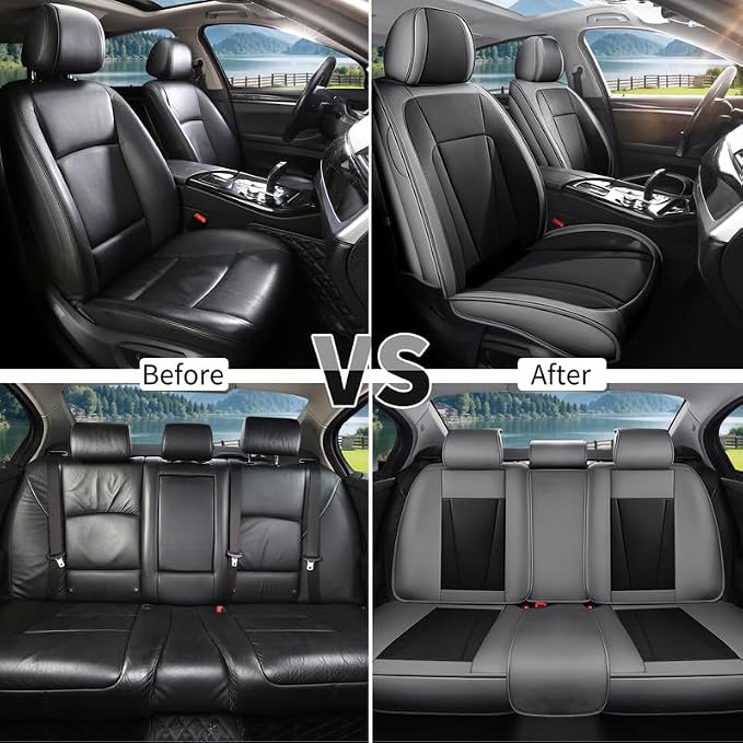 Car Seat Covers Full Set Custom Fit For Kia Sportage 2005-2026 ,GrayBlack | Premium Faux Leather, Waterproof, Anti-Slip, Airbag Compatible, Breathable, Car Seat Protectors, 2 Rows 5 Seats - Image 6