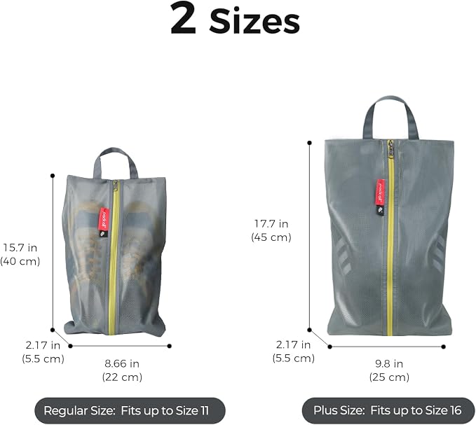 pack all Shoe Bag for Travel, Water-Resistant Shoe Pouch for Sports | Odor-Resistant, Dustproof, Portable, Soccer Cleats & Gym Storage, Fits Up to Size 11, 2 Pack, Grey - Image 5