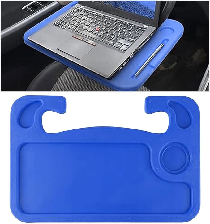 GLSOWEE Car Steering Wheel Tray, Computer Office Car Table Tray, Blue | Auto Steering Wheel Desk for Eating Working, Multipurpose Car Desk Travel Accessories for Most Vehicles Steering Wheel by GLSOWEE