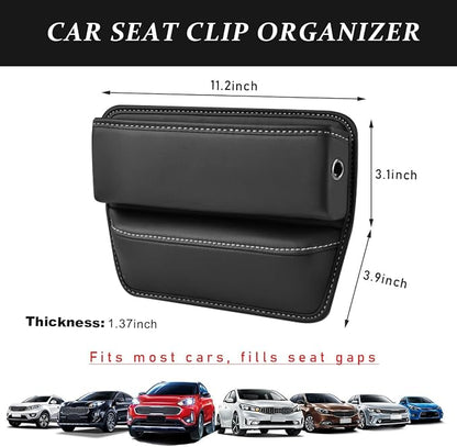 Kewucn Car Seat Gap Organizer, Adjustable Leather Front Seat Gap Filler Storage Box, Multifunctional Auto Console Side Pocket Organizer for Phone Glasses Key Card, Car Accessories (Black) - Image 2