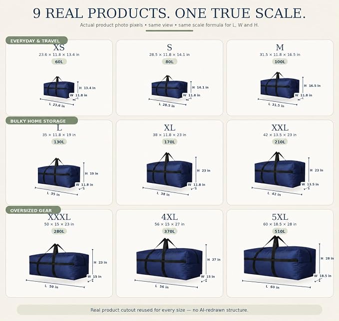 YiKitHom Extra Large Storage Canvas Duffle Bag with Zippers and Handles, Big Foldable Duffle Bag for Travel 80L - Image 2