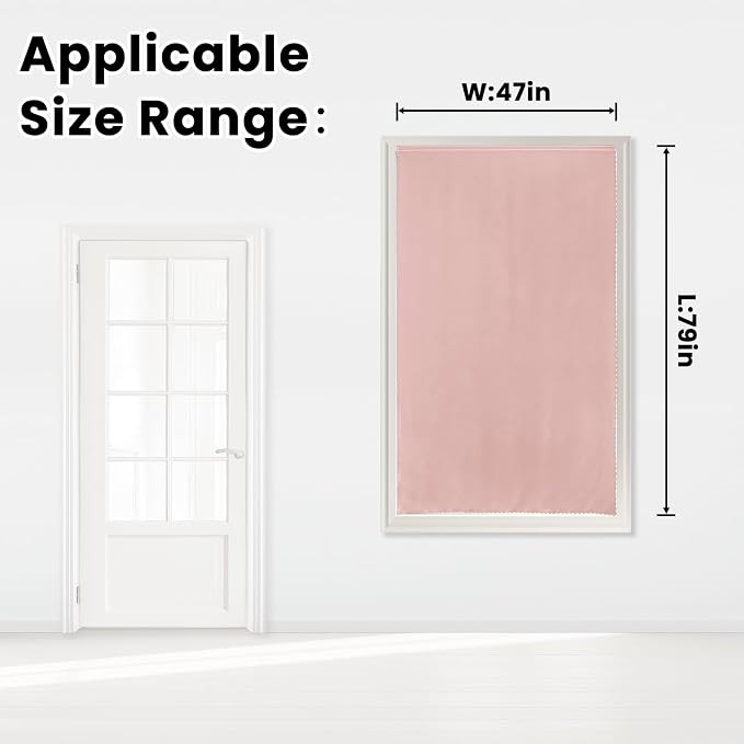 Self Adhesive Blackout Curtains- Stick on Curtains Shades Window Blinds Curtains No Rod Needed Easy to Hang Curtain, Use for Bedroom, Living Room,Roman Shades, 47" W X 79" L, Pink, 1 Panel - Image 7