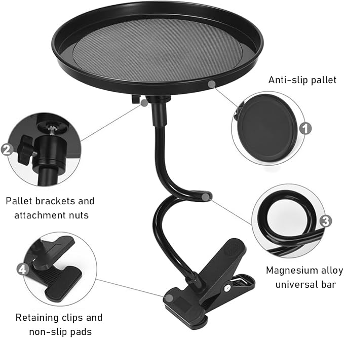 povtii Car Adjustable Food Tray, 360° Swivel Car Food Tray 8.7 Inch Diameter Storage Tray, Non-Slip Clip Type Snack Tray Swivel Dining Table for Vehicles, Interior Car Accessories (White) - Image 3
