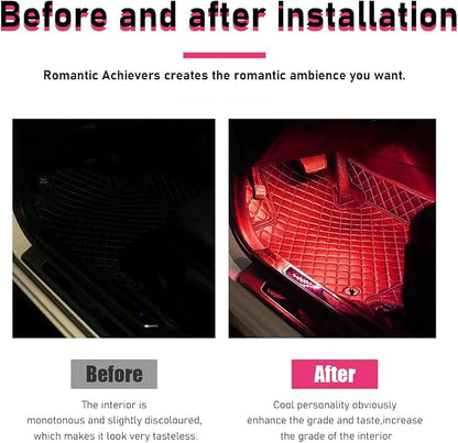Car LED Strip Light, 24 LEDs RGB Neon Interior Atmosphere Lights, 12V Under Dash Ambient Night Light, USB Port Auto Interior Decorative Lamp, Universal Car Accessories (Red) - Image 5