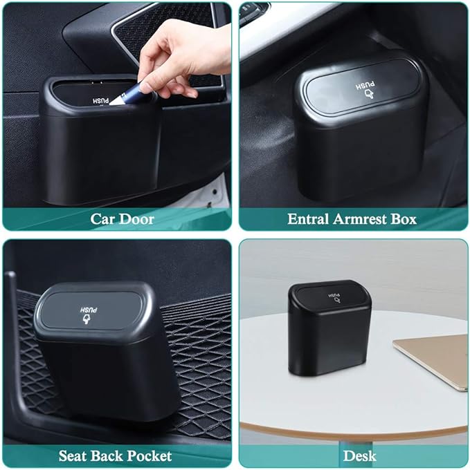 Accmor Car Trash Can with Lid, Mini Auto Dustbin Garbage Organizer Holder 2 Packs, Automotive Storage Container Bin with 60 Pcs Bags for Vehicle, Home, Office - Image 6