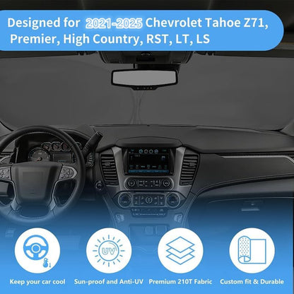 Windshield Sun Shade Car Sunshade Accessories Fit 2026-2021 Chevy Tahoe Z71 - Image 4