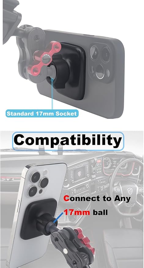17mm Magnetic Phone Mount Base for MagSafe 0.67" Ball Socket, Replacement Phone Car Mount Accessory (Simple Square Design) - Image 6