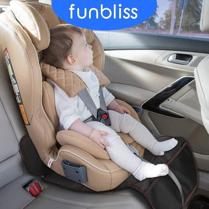 funbliss car seat Protector for Child car seat Beige Thick Padding Carseat Kick Mat with Organizer Pockets,Waterproof 600D Fabric,Vehicle Dog Cover Pad for SUV Sedan Leather Seats - Image 3