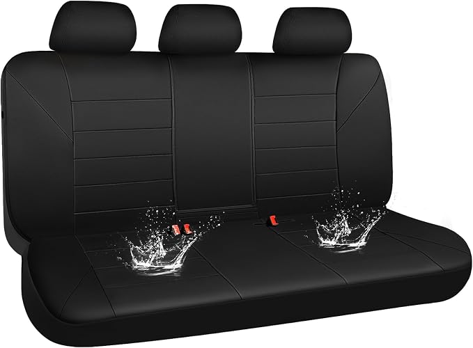 CAR PASS Neoprene Back Seat Cover, Universal Waterproof Bench Rear Seat Cover Universal Wetsuit Car Seat Cover Fit 95% Automotive Interior Covers for Cars Sedans SUVs (Rear,All Black) by CARPASS