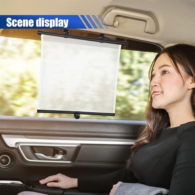 2PCS 18"×14" Car Side Window Sun Shade for Baby/Kids, White | Retractable Roller Car Window Shade with Suction Cups, Block Heat & UV Rays Glare Protection, Baby Travel Accessories for Car - Image 5
