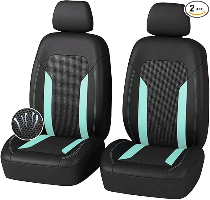 4PCS Cooling Car Seat Covers,Breathable Front Seat Covers with Mesh Construction and Foam Padding,Car Seat Protector to Reduce Back Sweating,Universal Car Interior for Car SUV (Mint) by Unknown